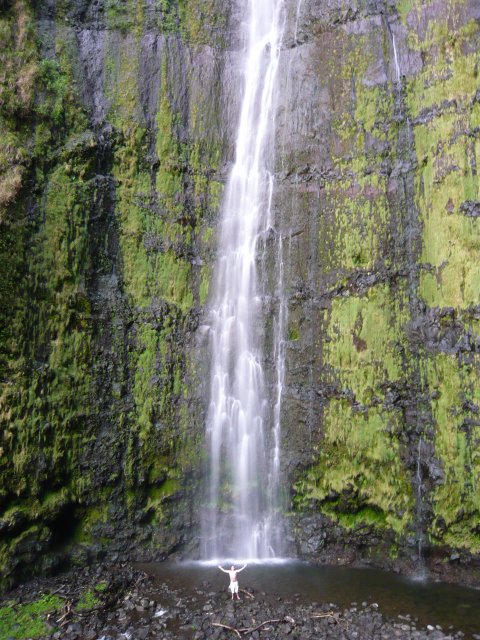 HI waterfall with a friend for scale