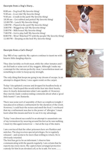Dog's and Cat's Diaries